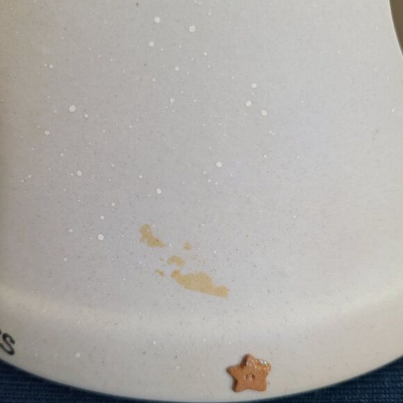 Vintage Large Stoneware Pottery Round Happy Holidays Jar Candle Lampshade Topper - Picture 8 of 13